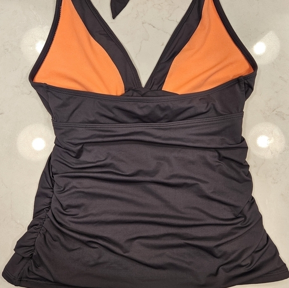 Athleta Plunge Halter Swim Tank Top Small Gray - Picture 2 of 6